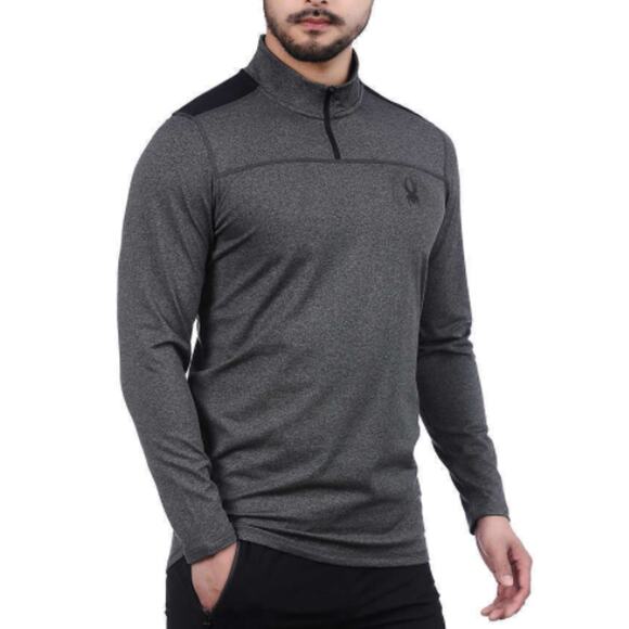Spyder Active Men’s Performance ¼ Zip Top Charcoal Heather Grey Size Medium NWOT - Picture 1 of 5
